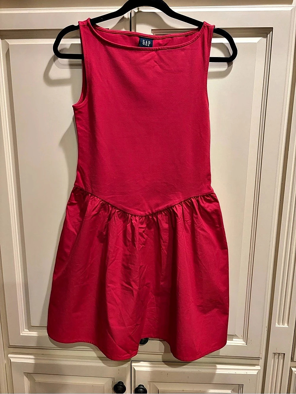Gap Mixed Media Drop-Waist Mini Dress Woman's Red Small NWT
